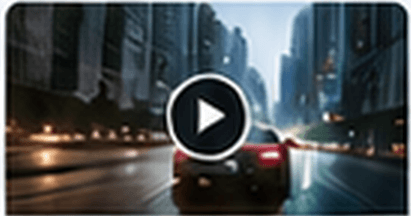 AI generated video of a car driving through a city at night